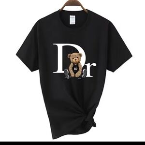 Black T-Shirt with Bear Graphic